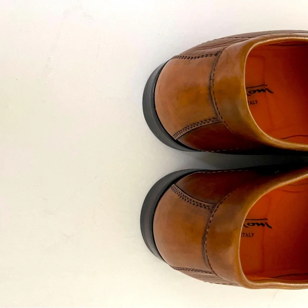 Santoni Brown Leather Bit Loafers